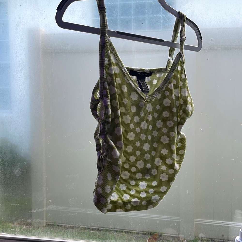 Forever 21- flower design green croptop